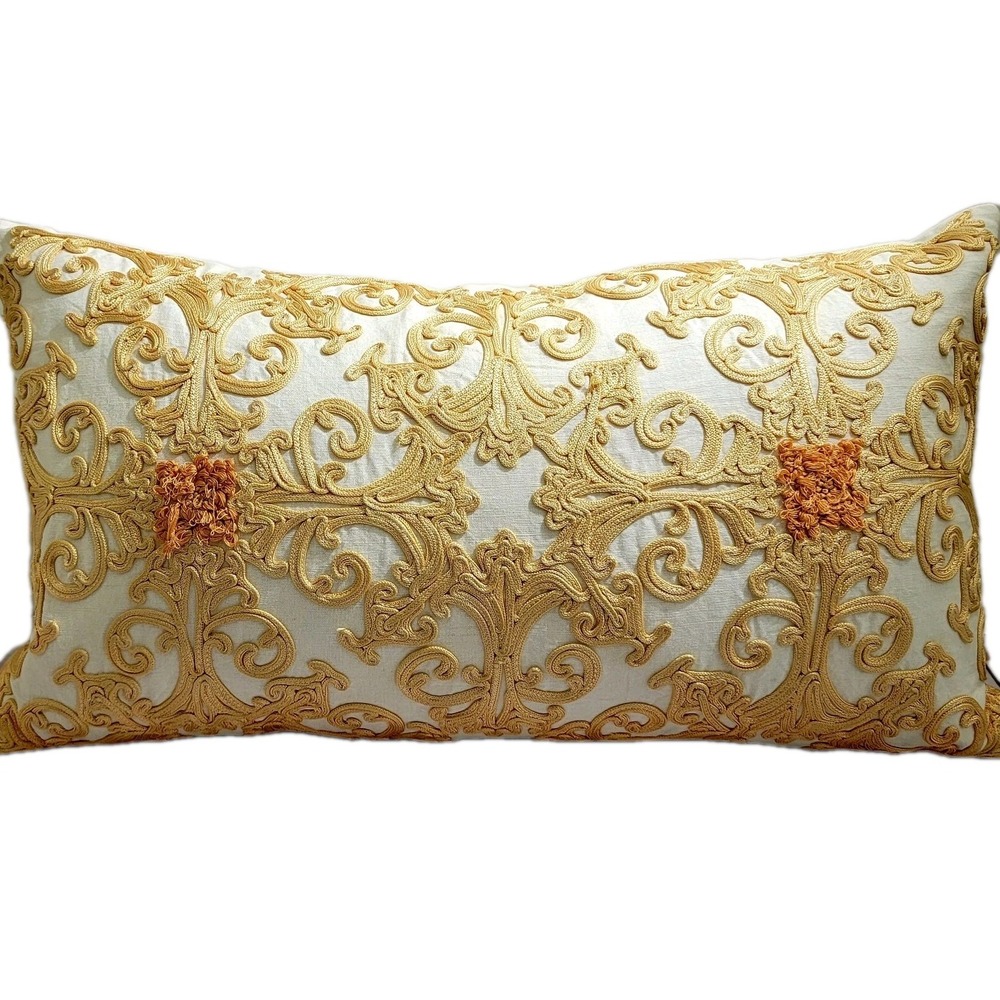 CALLISTO HOME Embroidered‎ Pillow Lumbar 12x24 inches Duck Down